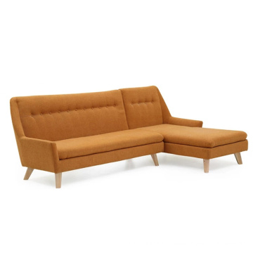 Sofá de madera de la sala de estar cómoda de la tela con el taburete
